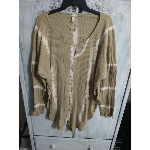 Intimately Free Tie Dye Blouse Medium Neutral Boho Beachy Loganlook Comfy - Picture 1 of 11